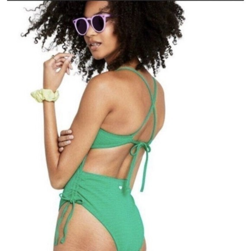 Stoney Clover‎ Lane Target V-Neck Textured One Piece Green Swimsuit XS 0-2 New